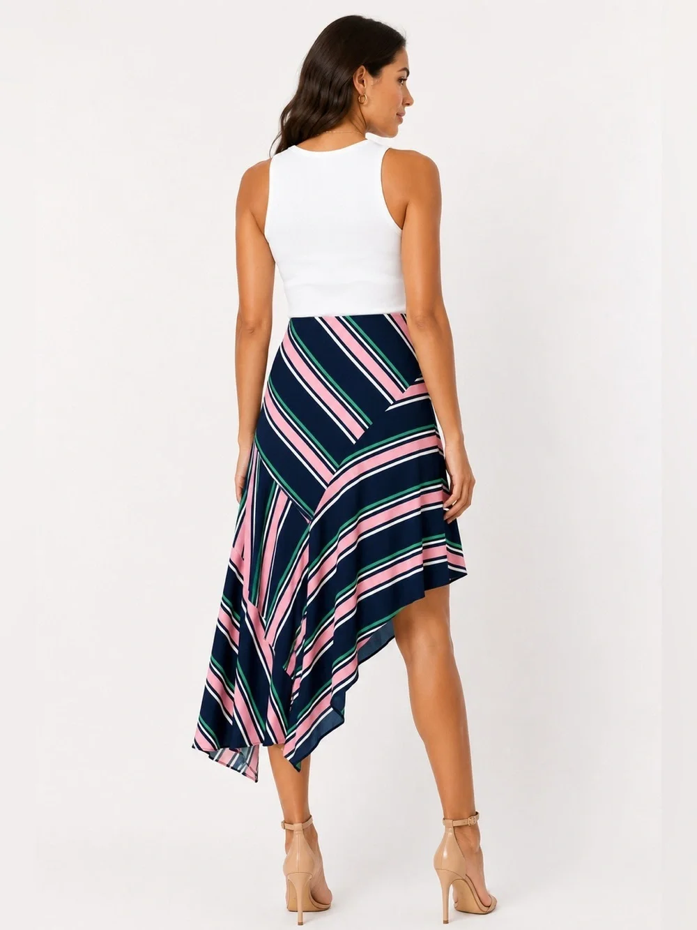 Bar lll Far Side Striped Asymmetrical Skirt Size 6 NWT